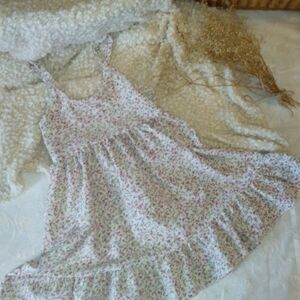 Vintage Floral Kids Dress - Pink and White